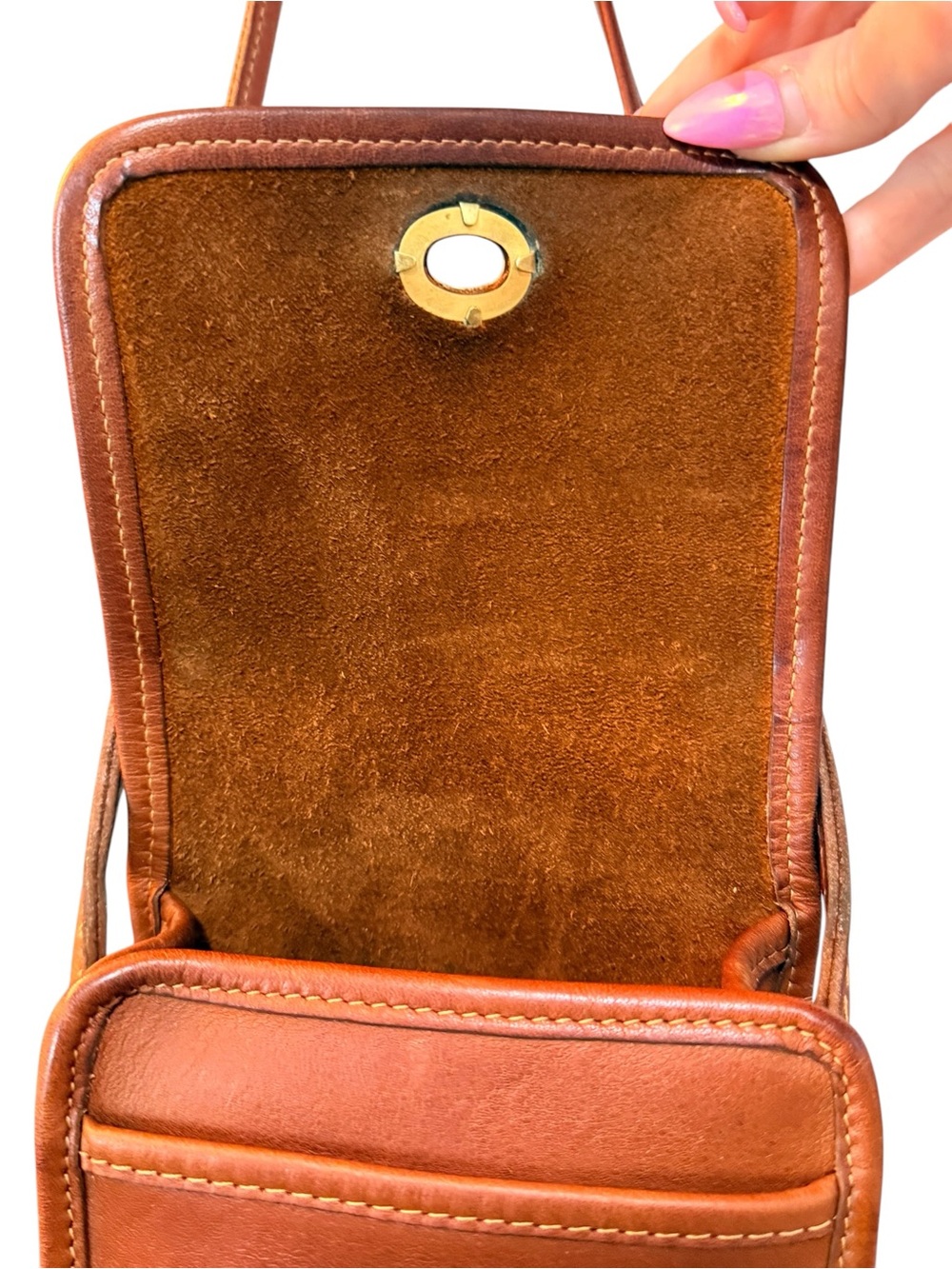 Vintage Coach Scooter Bag 9893 British Tan Leather Crossbody USA - Picture 7 of 12